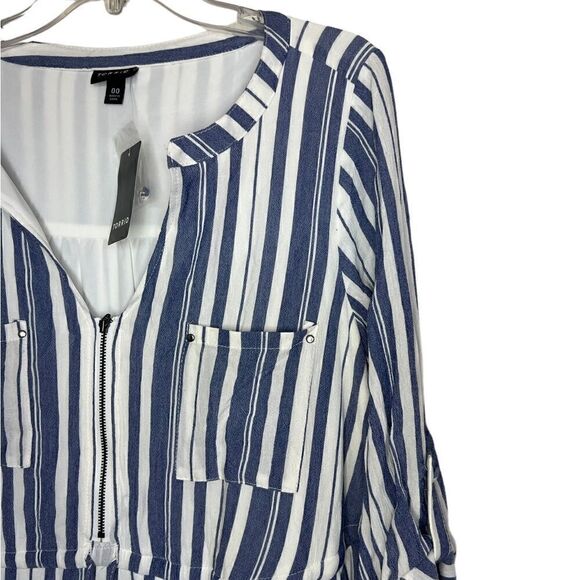 Torrid Blue/White Stripe Zip Front Preppy Drawstring Shirt Dress Size M/L - Picture 5 of 10